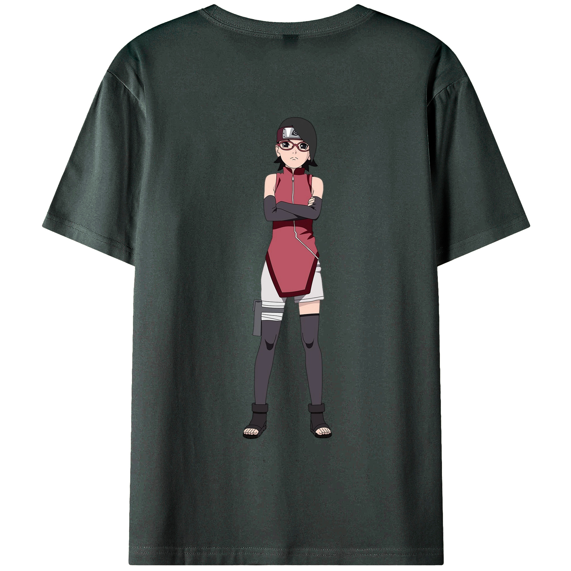 （画像用） NARUTO -ナルト- うちは サラダ Uchiha Sarada 綿100％ メンズ半袖Tシャツ（バックプリント） 通気性